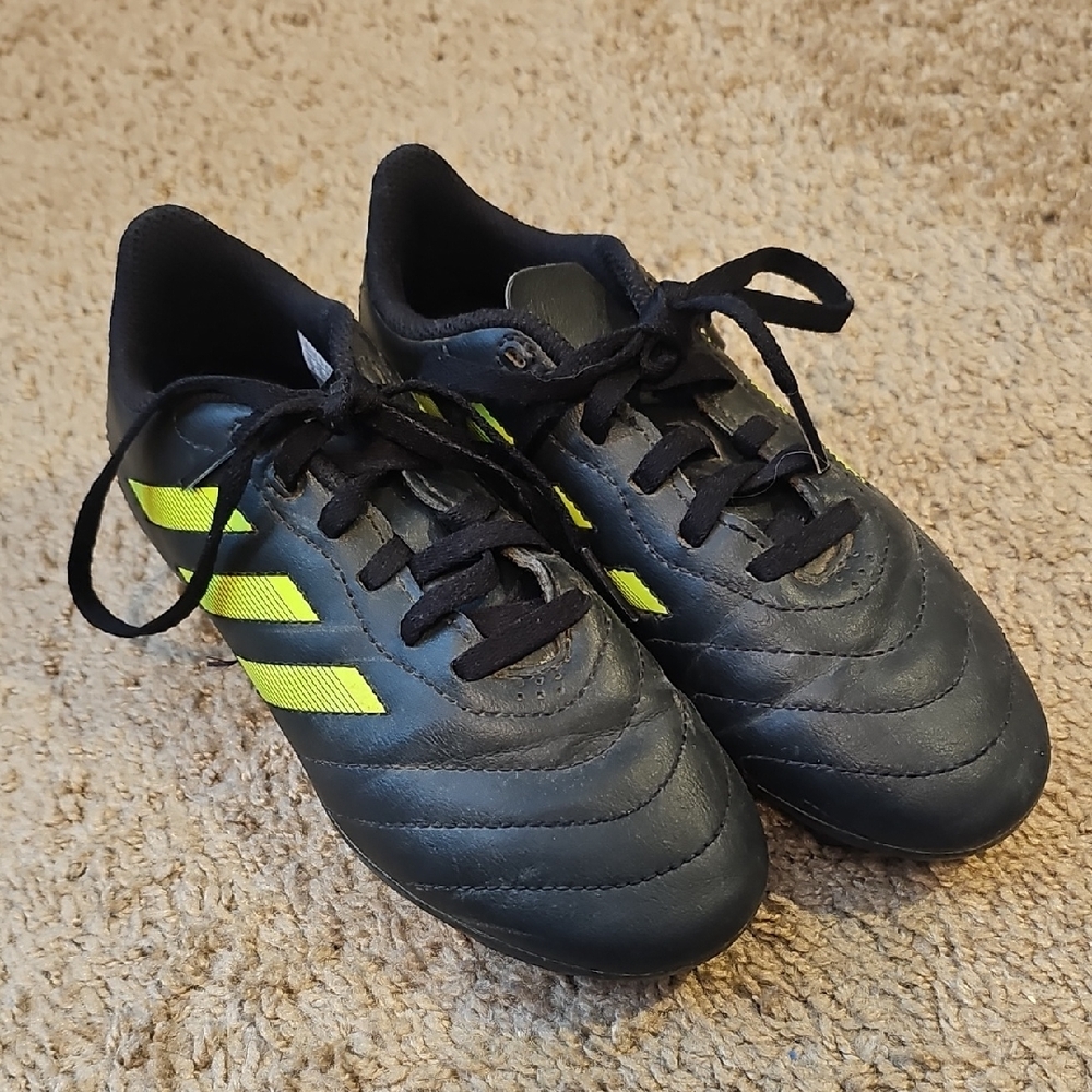 Adidas Kids Black and Neon Yellow Sneakers
